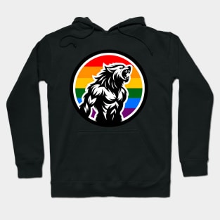 LGBTQ Pride Werewolf Anthro Furry Rainbow Logo Hoodie